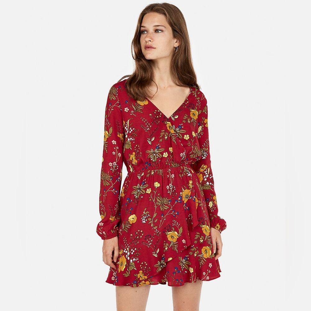 EXPRESS Ruffle Wrap Dress